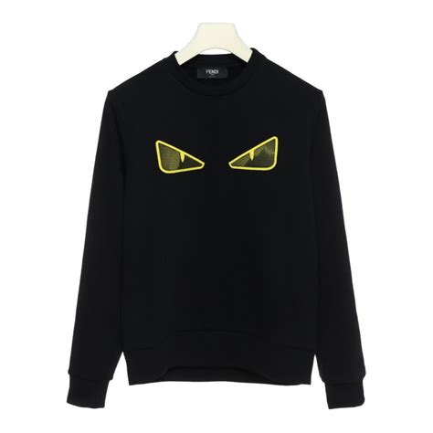 fendi sweatshirt withyellow edges eyes applique|Fendi hoodie for men.